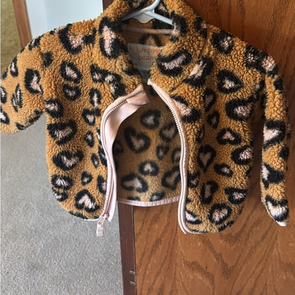 Jumping Beans Kids Leopard Print Puffer Jacket - Brown and Black